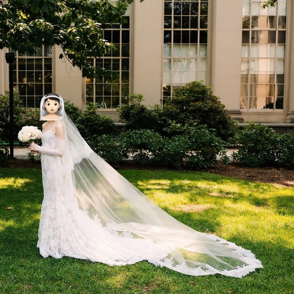 Exquisite Monique Lhuillier Eve Lace Wedding Gown with Custom Veil